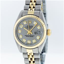 Rolex Two-Tone Slate Grey Diamond Dial DateJust Ladies Watch