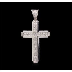 1.75 ctw Diamond Cross Pendant - 14KT White Gold