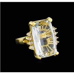 14KT Yellow Gold 11.26 ctw Aquamarine and Diamond Ring