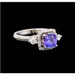 14KT White Gold 1.11 ctw Tanzanite and Diamond Ring