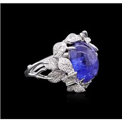 18KT White Gold 6.32 ctw Tanzanite and Diamond Ring