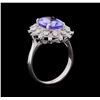 Image 4 : 4.36 ctw Tanzanite and Diamond Ring - 14KT White Gold