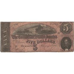 1864 $5 Confederate States of America Bank Note