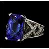 Image 1 : 13.27 ctw Tanzanite and Diamond Ring - 14KT White Gold