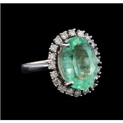 7.49 ctw Emerald and Diamond Ring - 14KT White Gold