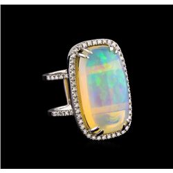 15.27 ctw Opal and Diamond Ring - 14KT White Gold