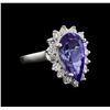Image 1 : 4.98 ctw Tanzanite and Diamond Ring - 14KT White Gold