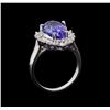 Image 4 : 4.98 ctw Tanzanite and Diamond Ring - 14KT White Gold