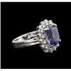 Image 1 : 4.17 ctw Tanzanite and Diamond Ring - 14KT White Gold