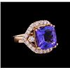 Image 1 : 8.20 ctw Tanzanite and Diamond Ring - 14KT Rose Gold