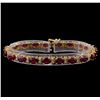 Image 1 : 19.68 ctw Ruby and Diamond Bracelet - 14KT Yellow Gold