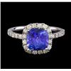 Image 2 : 1.81 ctw Tanzanite and Diamond Ring - 14KT White Gold