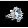 Image 1 : 14KT White Gold 4.60 ctw Aquamarine and Diamond Ring