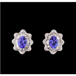 14KT White Gold 2.52 ctw Tanzanite and Diamond Stud Earrings