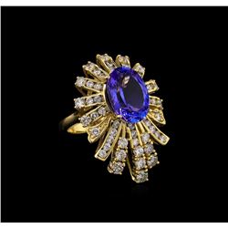 5.82 ctw Tanzanite and Diamond Ring - 14KT Yellow Gold