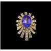 Image 2 : 5.82 ctw Tanzanite and Diamond Ring - 14KT Yellow Gold