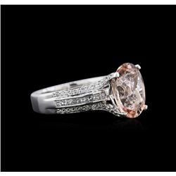 3.13 ctw Morganite and Diamond Ring - 18KT White Gold