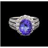 Image 2 : 4.33 ctw Tanzanite and Diamond Ring - 14KT White Gold