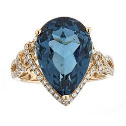 8.90 ctw Topaz and Diamond Ring - 14KT Yellow Gold