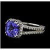Image 1 : 3.72 ctw Tanzanite and Diamond Ring - 14KT White Gold