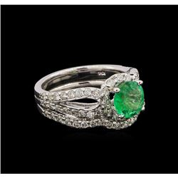 14KT White Gold 1.43 ctw Emerald and Diamond Wedding Ring Set