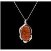 Image 1 : 10.00 ctw Citrine and Diamond Pendant With Chain - 14KT White Gold