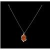 Image 2 : 10.00 ctw Citrine and Diamond Pendant With Chain - 14KT White Gold