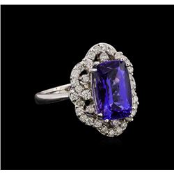 14KT White Gold 4.71 ctw Tanzanite and Diamond Ring