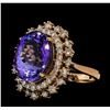 Image 1 : 10.55 ctw Tanzanite and Diamond Ring - 14KT Rose Gold