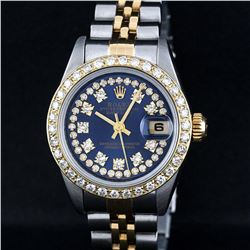 Rolex Two-Tone Blue String Diamond VVS Beadset DateJust Ladies Watch