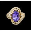 Image 2 : 14KT Yellow Gold 4.73 ctw Tanzanite and Diamond Ring