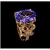 Image 4 : 9.15 ctw Tanzanite and Diamond Ring - 14KT Rose Gold