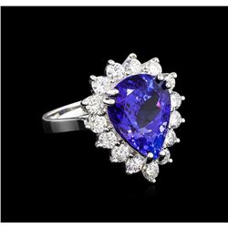 9.00 ctw Tanzanite and Diamond Ring - 18KT White Gold