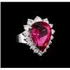 Image 1 : 11.41 ctw Pink Tourmaline and Diamond Ring - 14KT White Gold