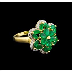 2.02 ctw Emerald and Diamond Ring - 10KT Yellow Gold