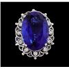 Image 2 : GIA Cert 28.19 ctw Tanzanite and Diamond Ring - 14KT White Gold
