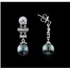 Image 2 : Pearl and Diamond Earrings - 14KT White Gold
