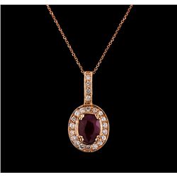 2.65 ctw Ruby and Diamond Pendant With Chain - 14KT Rose Gold