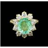 Image 2 : 3.03 ctw Emerald and Diamond Ring - 14KT Yellow Gold