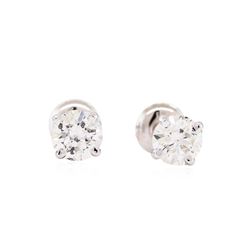 1.00 ctw Diamond Stud Earrings - 14KT White Gold