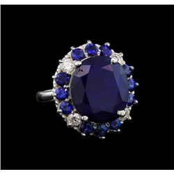 14KT White Gold 15.52 ctw Sapphire and Diamond Ring