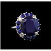 Image 1 : 14KT White Gold 15.52 ctw Sapphire and Diamond Ring