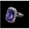 Image 1 : 6.31 ctw Tanzanite and Diamond Ring - 14KT White Gold