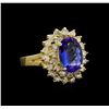 Image 1 : 14KT Yellow Gold 2.49 ctw Tanzanite and Diamond Ring