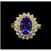 Image 2 : 14KT Yellow Gold 2.49 ctw Tanzanite and Diamond Ring