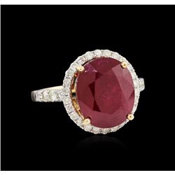 8.74 ctw Ruby and Diamond Ring - 14KT Yellow Gold