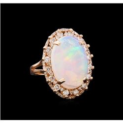 7.08 ctw Opal and Diamond Ring - 14KT Rose Gold