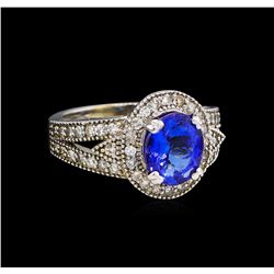 14KT White Gold 2.64 ctw Tanzanite and Diamond Ring