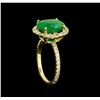 Image 4 : 14KT Yellow Gold 3.01 ctw Emerald and Diamond Ring