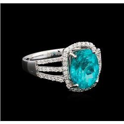 3.20 ctw Apatite and Diamond Ring - 14KT White Gold